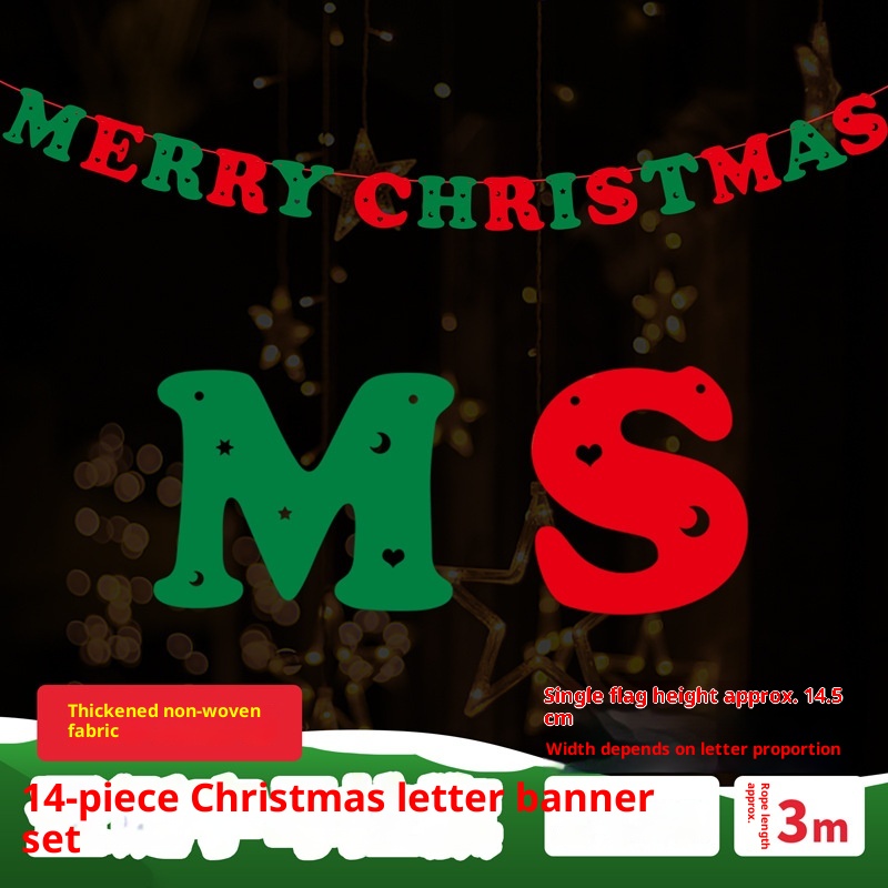 Lillian Decorations Pull Velvet Banner Flag Christmas Stocking Deer Snowflake Hanging Ornament Scene Layout Cross-Border_voghion.com