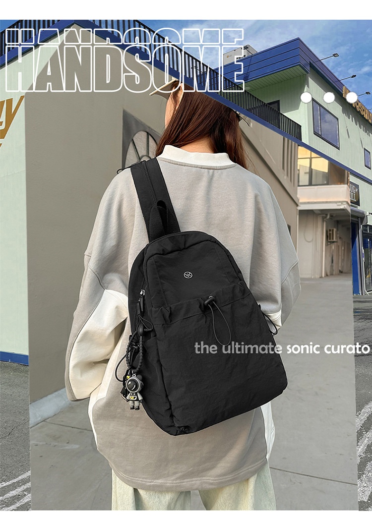 Sac à dos de randonnée ActiveGo style japonais couleur unie pour femme, sac à dos décontracté, sac de sport léger pour courts séjours et excursions._voghion.com