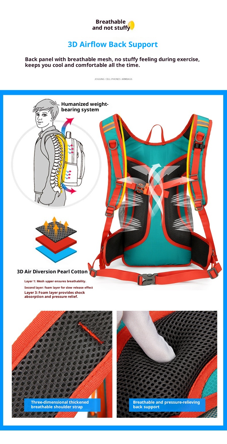 ActiveGo Outdoor Sports Hiking Casual Travel Large Capacity Men's Bag Simple Cycling Backpack Lightweight_voghion.com