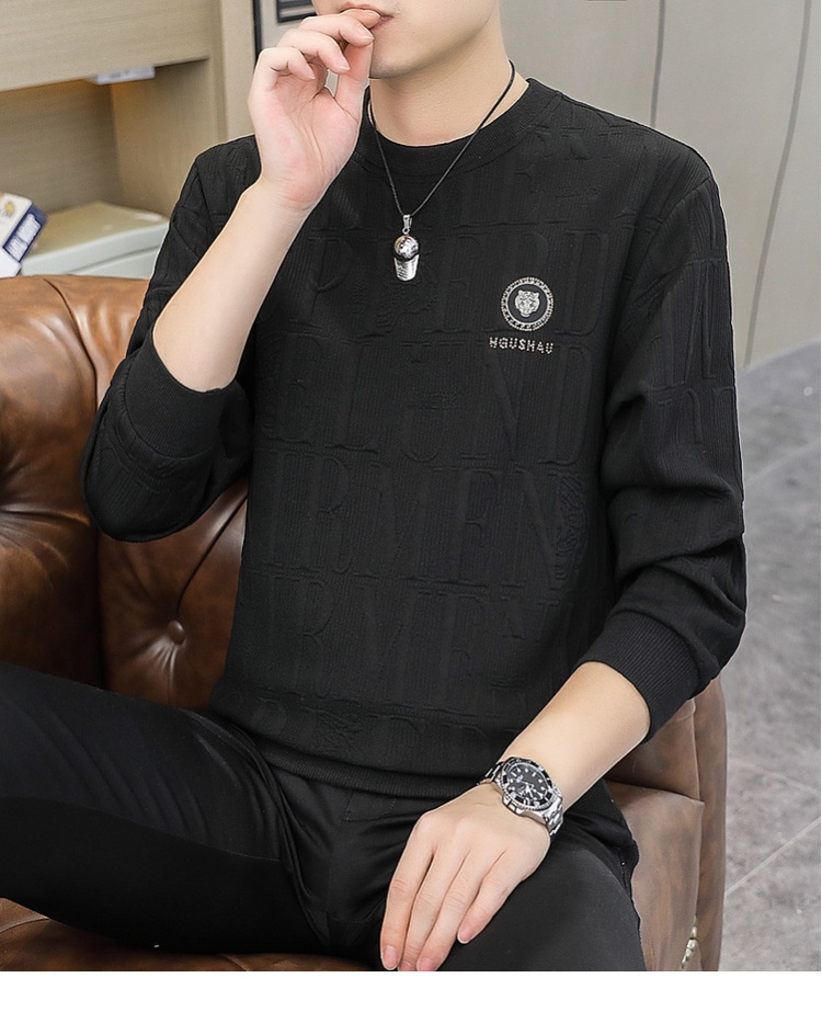 Maglietta a maniche lunghe da uomo primavera e autunno, strato di base, vestibilità ampia, nuovo pullover alla moda di grandi dimensioni_voghion.com