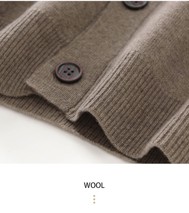 Cardigan da uomo in pura lana lavorato a maglia, autunno inverno, con scollo a V, ampio, spesso, casual, a maniche lunghe, monopetto_voghion.com