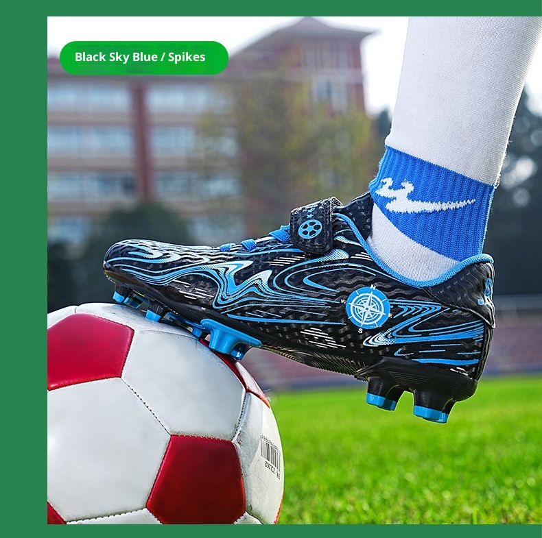 ShoeGlobe Children's Soccer Boys Velcro Sports For Older Kids And Elementary School Students Long Cleats Grass Field Practical_voghion.com