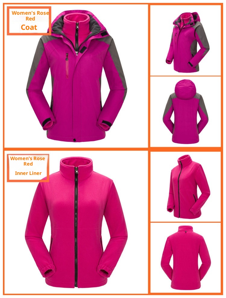 001 Großhandel Outdoor-Jacke und -Hose Zweiteiliger Herren-Skianzug aus dickem Fleece, Set für Damen_voghion.com