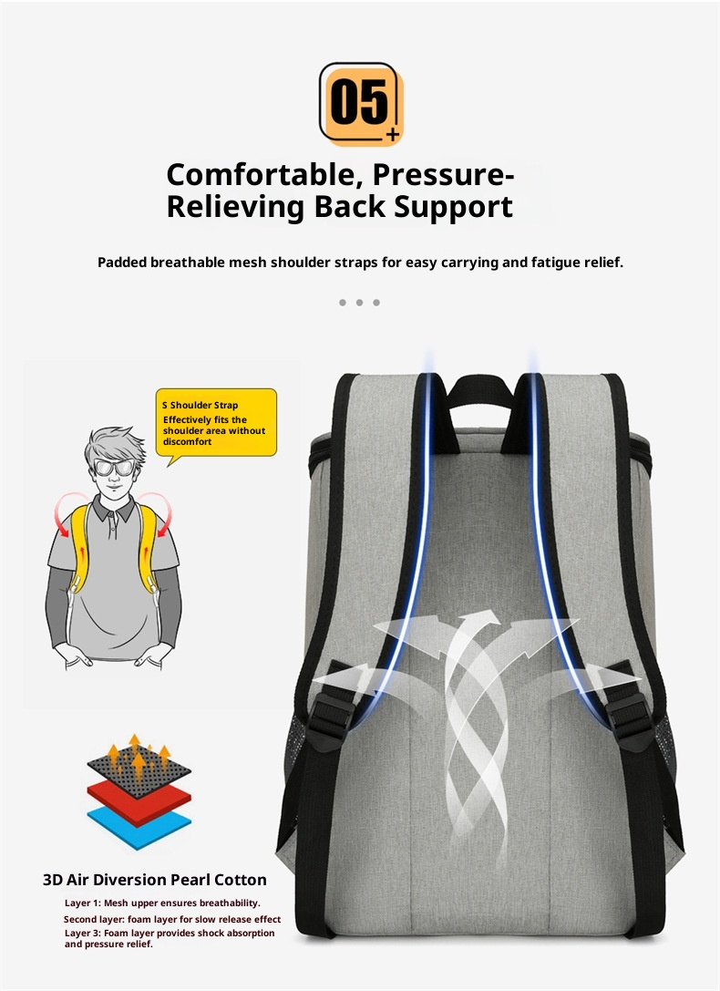 Zaino termico ActiveGo di grande capacità per conservare caldo e freddo, borsa da picnic per sport all'aria aperta e tempo libero, campeggio resistente all'acqua_voghion.com