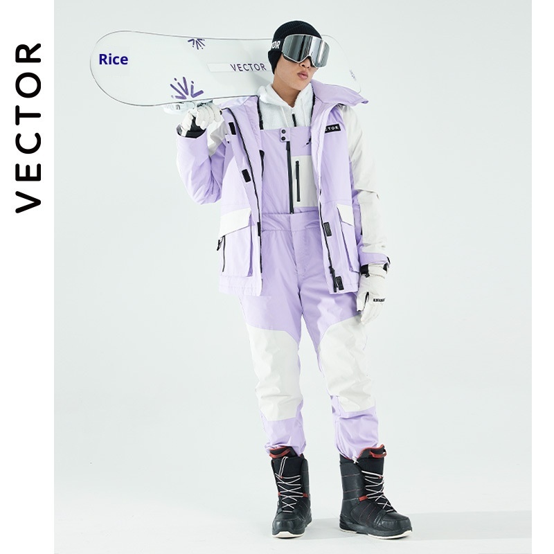 001 VECTOR Snowboarding Suit Set For Men Women, Reflective Trendy Warm Windproof Waterproof Breathable Ski Jacket And Pants_voghion.com