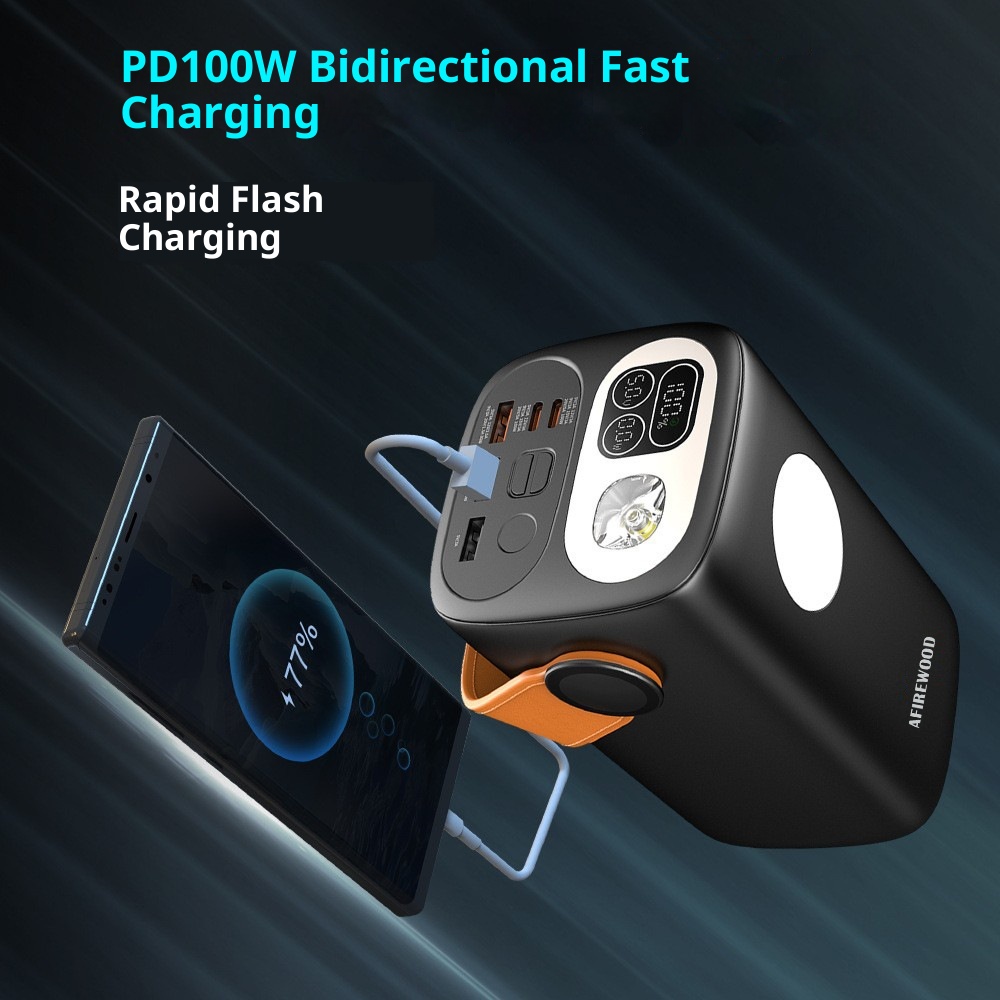 Batterie externe portable Techglobe 100 W à charge rapide bidirectionnelle avec lampe torche intégrée pour les situations d'urgence_voghion.com