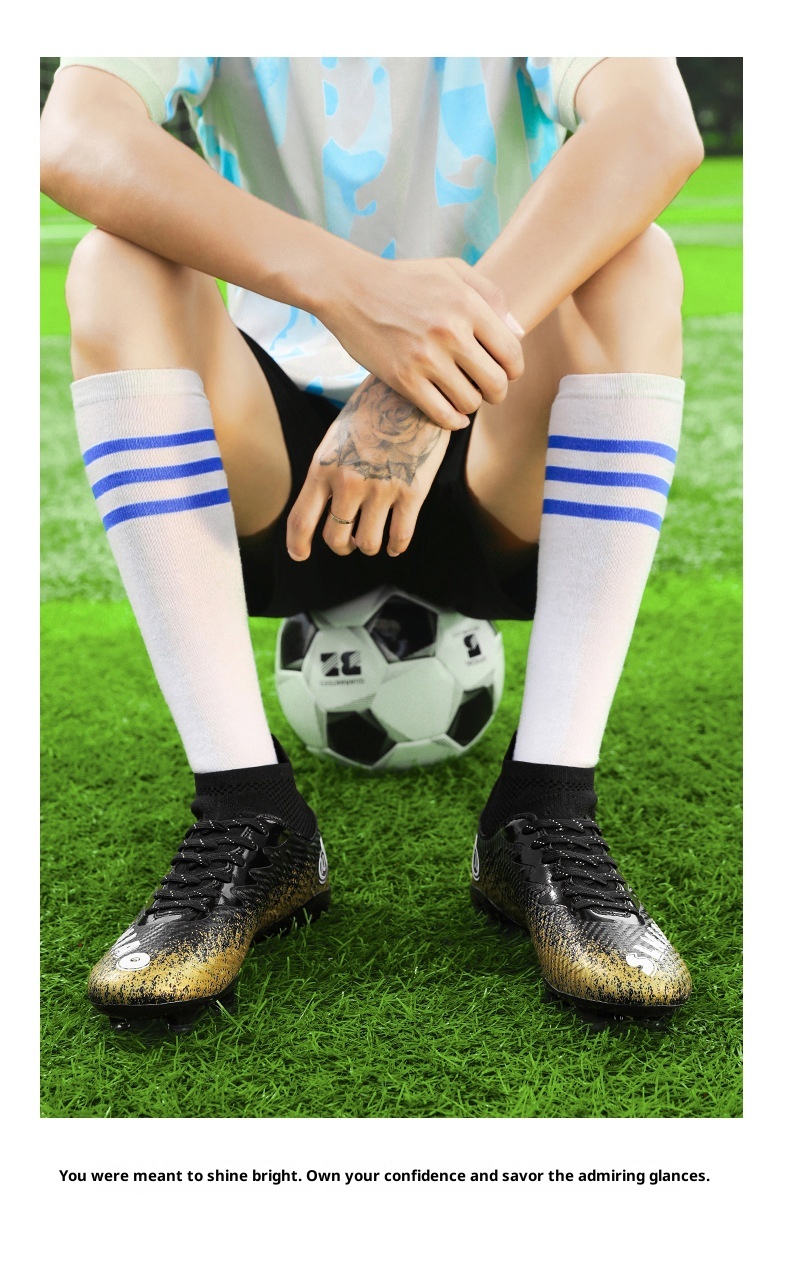 Chaussures montantes ShoeGlobe Cross-Border grandes tailles, crampons longs cassés, pour le football et l'entraînement sur gazon synthétique, antidérapantes._voghion.com