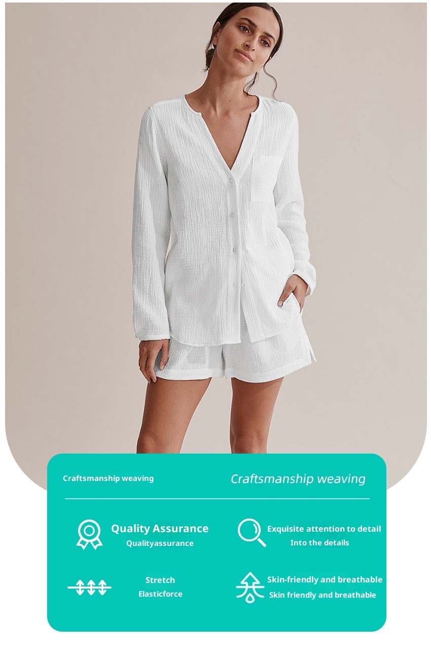 ChicShe Style, 2024 European And American Style Summer, Women's Summer Pajamas Pure Cotton Gauze_voghion.com