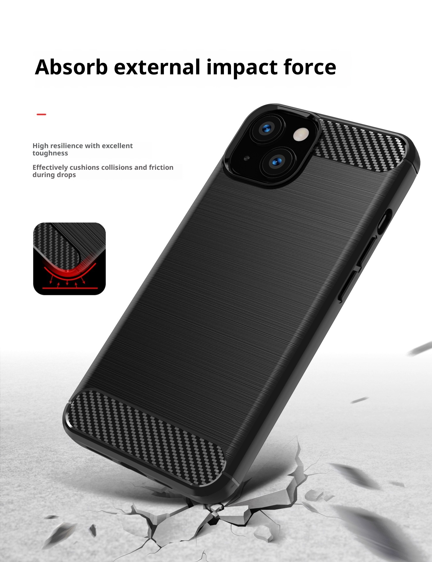 Funda protectora TechGlobe compatible con iPhone 13 de silicona cepillada de cobertura total, suave y anticaídas._voghion.com