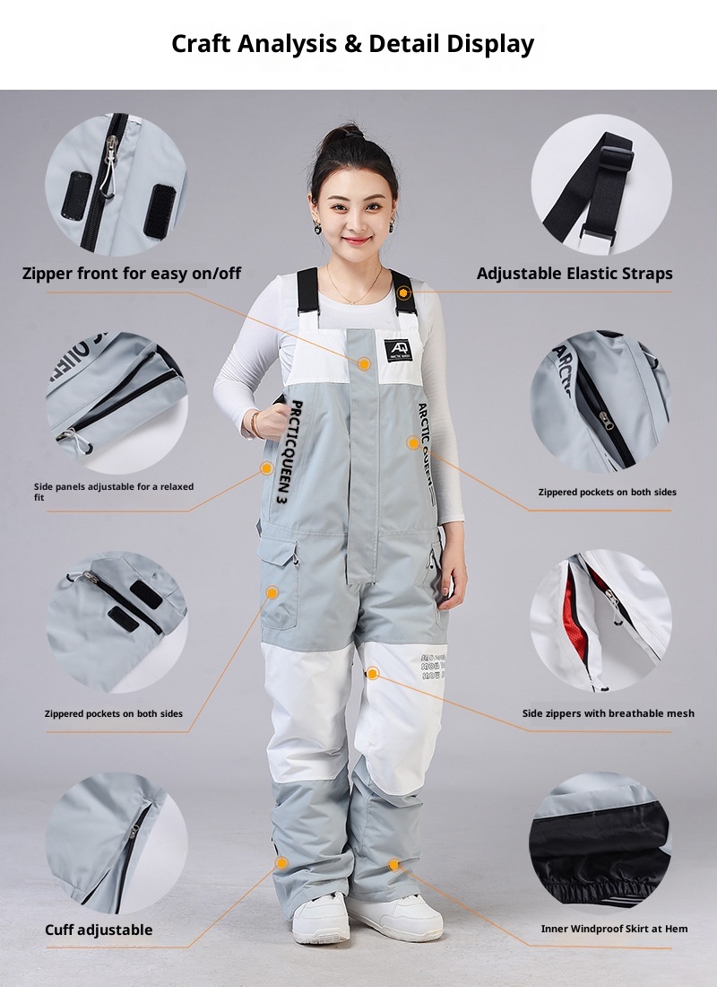 001 Bib Pants For Men Women, Couples' Winter Windproof, Warm, Thickened, Snowboard And Ski Pants, New Style_voghion.com