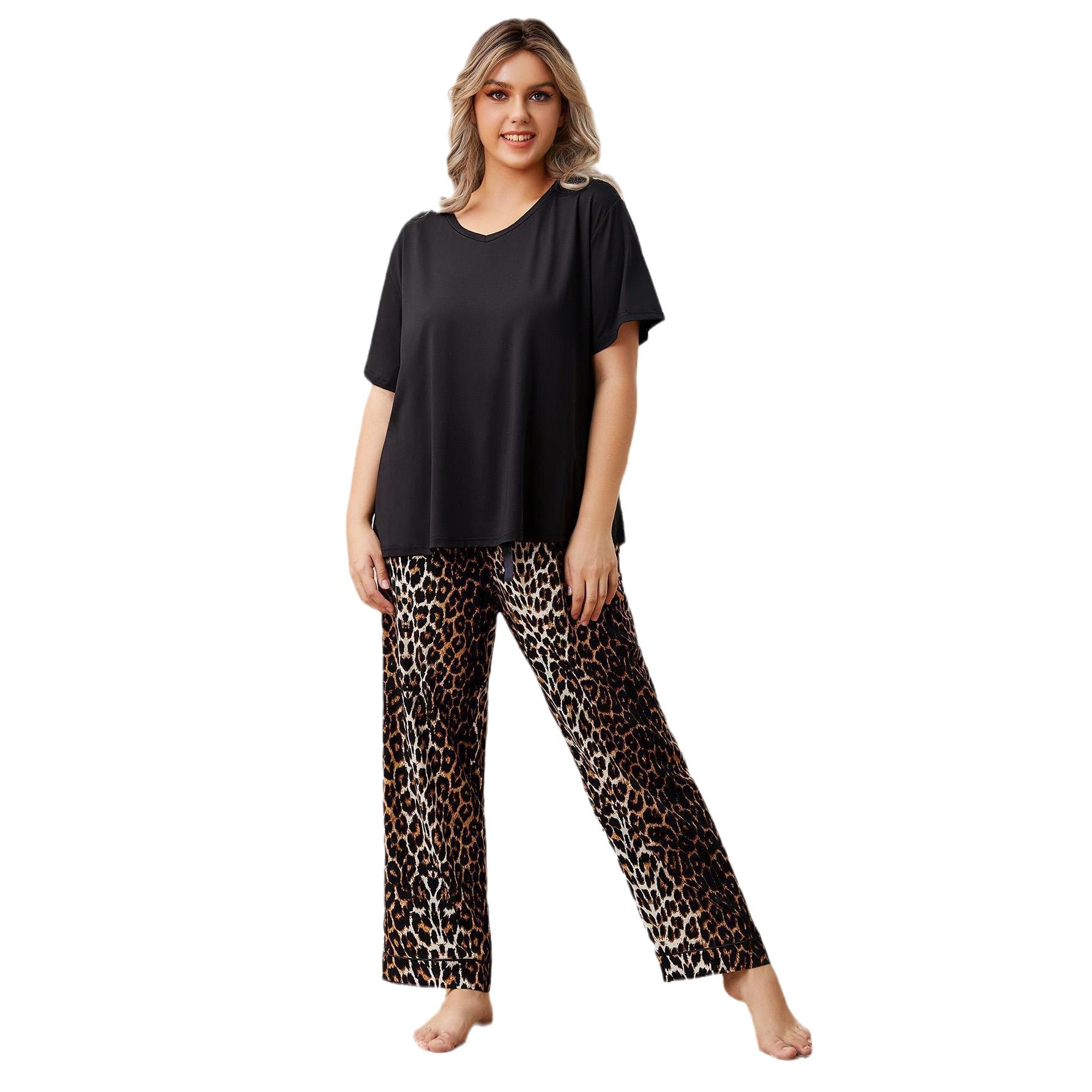 ChicShe Cross-Border European American Plus Size Damenpyjama Frühling und Herbst Fat MM Homewear Set Tragbare Outdoor_voghion.com
