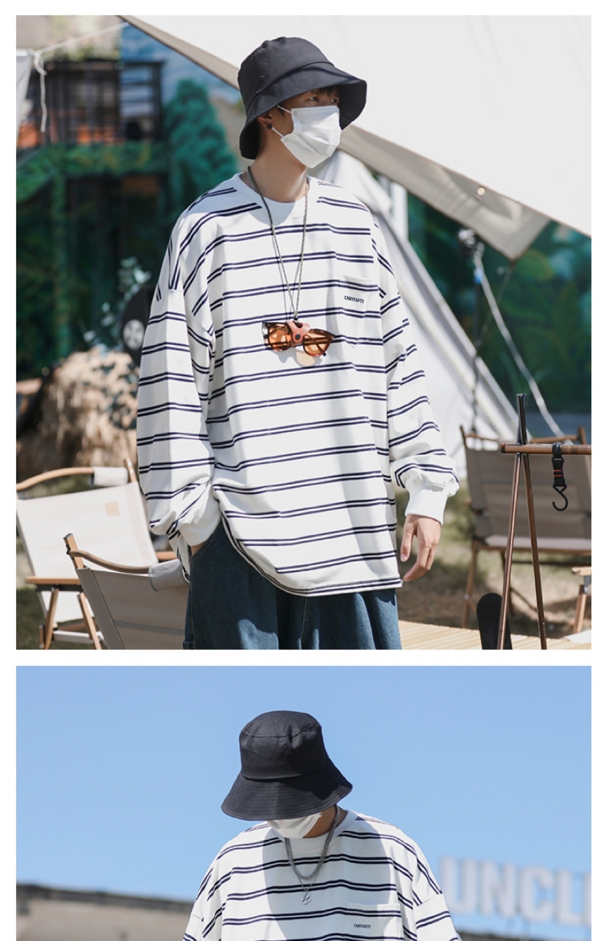 boy Hong Kong Japanese Striped Long Sleeve T-Shirt Trendy Brand Cool Style Men's Spring Autumn Base Shirt Ins Trend High_voghion.com
