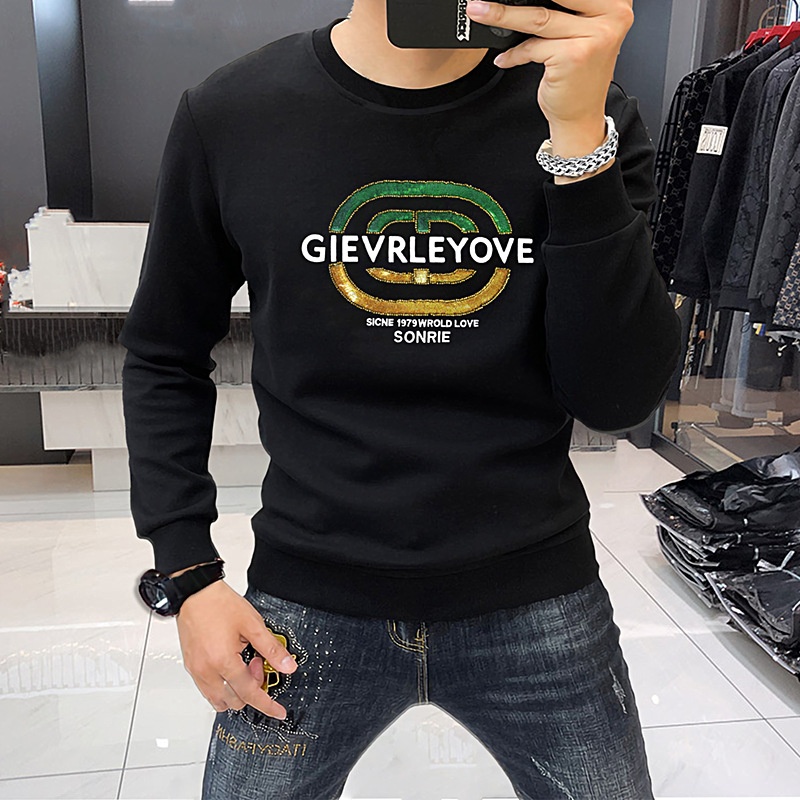 boy Crew Neck Sweatshirt Heavy Embroidery Sequins And Beads Long Sleeve Shirt Trendy Brand Men's Fashion Top Personality_voghion.com