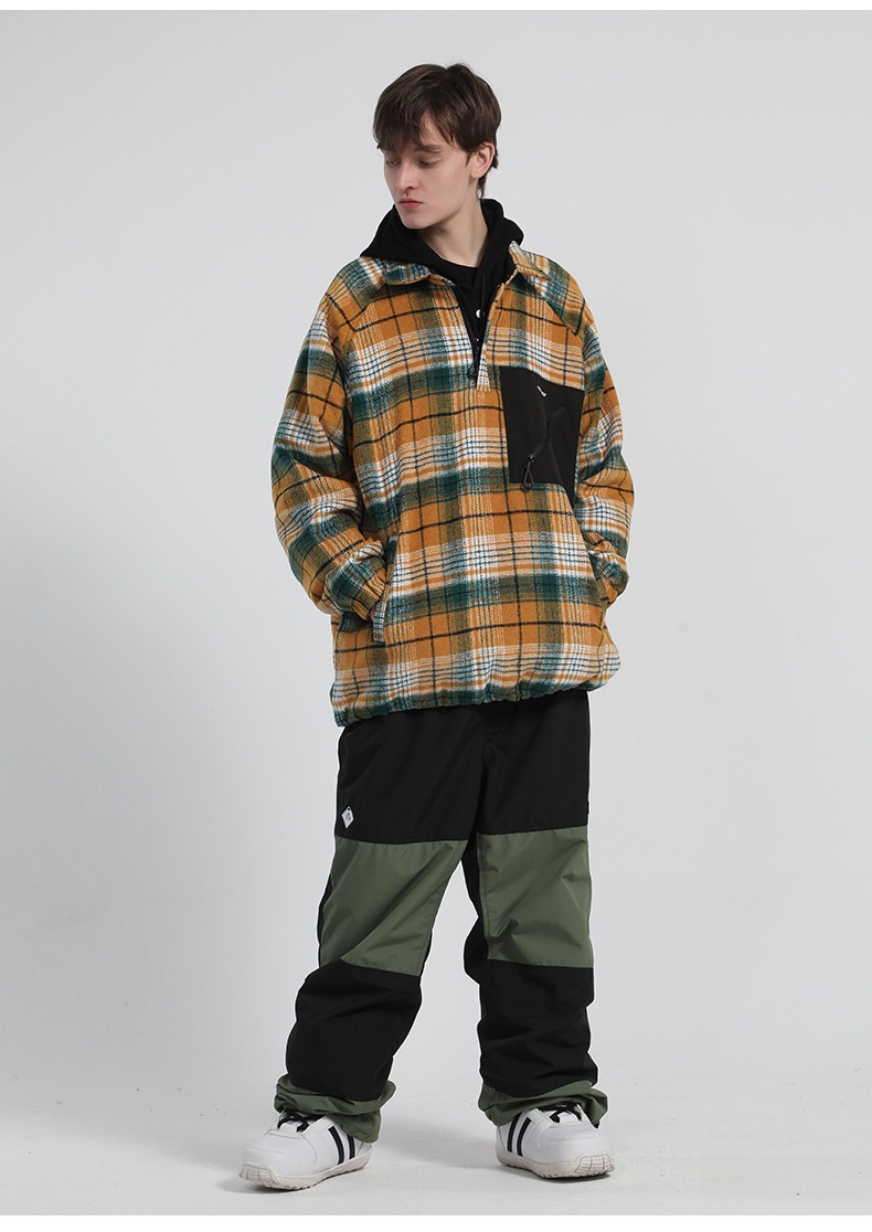 001 Gsousnow Women Waterproof Warm Trendy Brand 2021 Color Block Ski Double Single Board Spliced Snow Pants Men_voghion.com