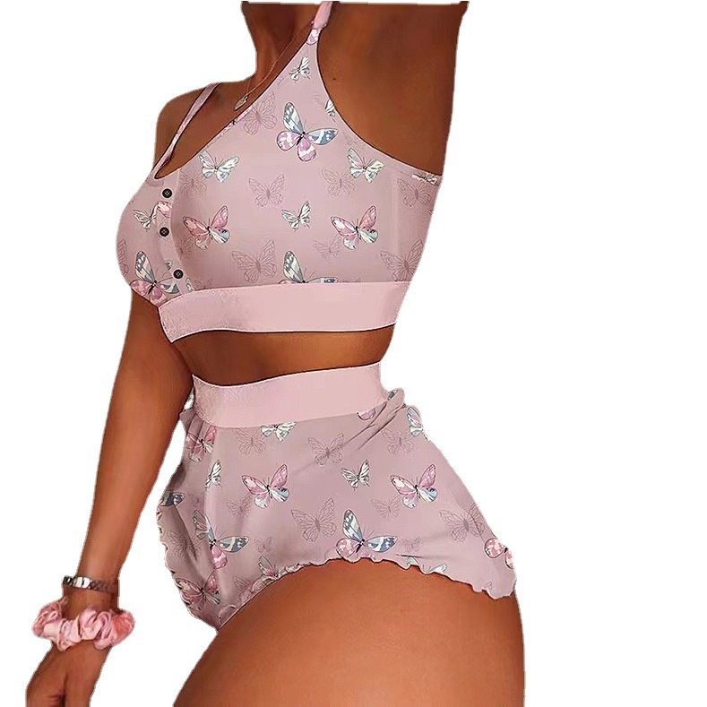 ChicShe Commercio Estero Nuova Moda Seta Latte Stampata Canotta Fresco Sottile Aderente Dolce Camicia da Notte Europea e Americana Taglie Forti_voghion.com