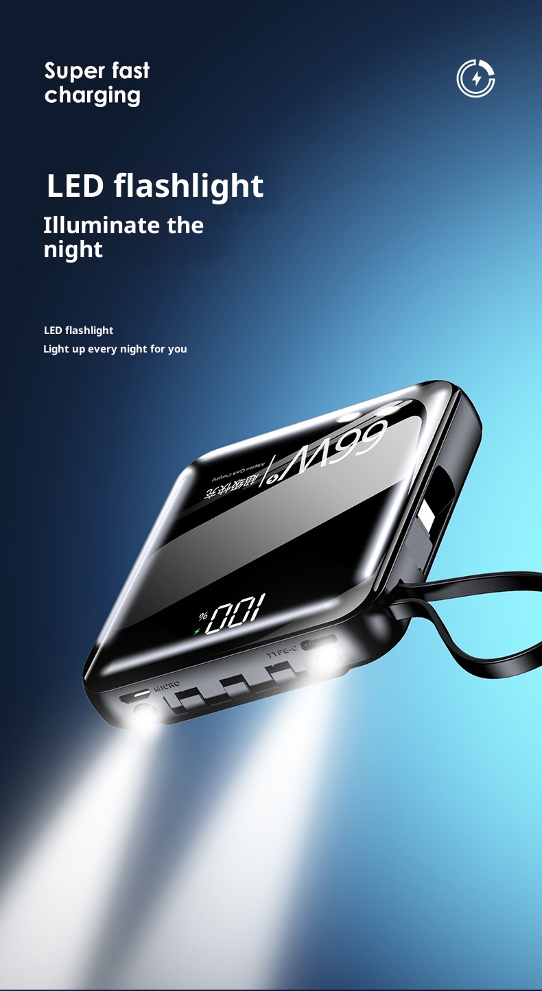 techglobe Großhandel Große Kapazität Integriertes Kabel High-End 20000mAh Powerbank Ultradünn Kompakt Tragbar Schnellladen Niedlich Mini_voghion.com