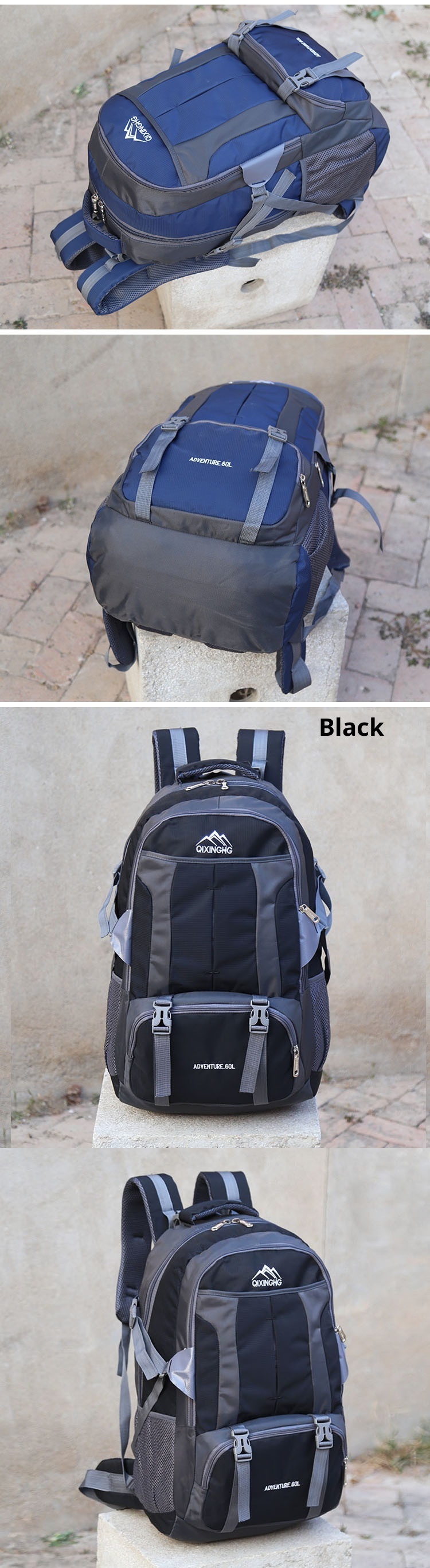 Sac à dos de sport ActiveGo 60L/70L grande capacité pour hommes et femmes, idéal pour les voyages, les études et les courts séjours. Convient également aux femmes._voghion.com