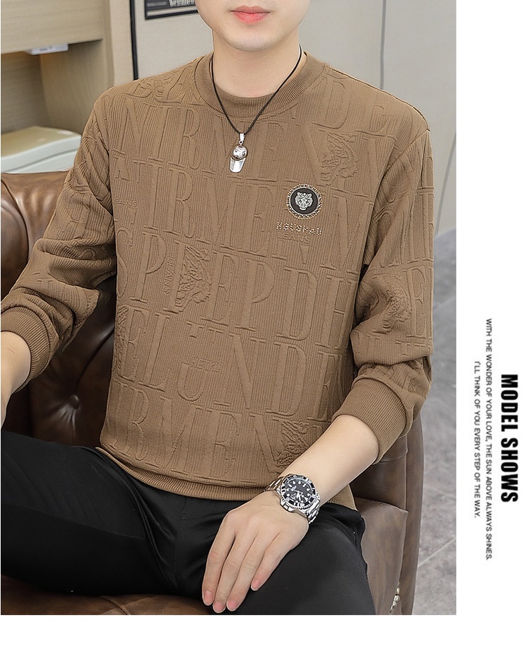 Maglietta a maniche lunghe da uomo primavera e autunno, strato di base, vestibilità ampia, nuovo pullover alla moda di grandi dimensioni_voghion.com