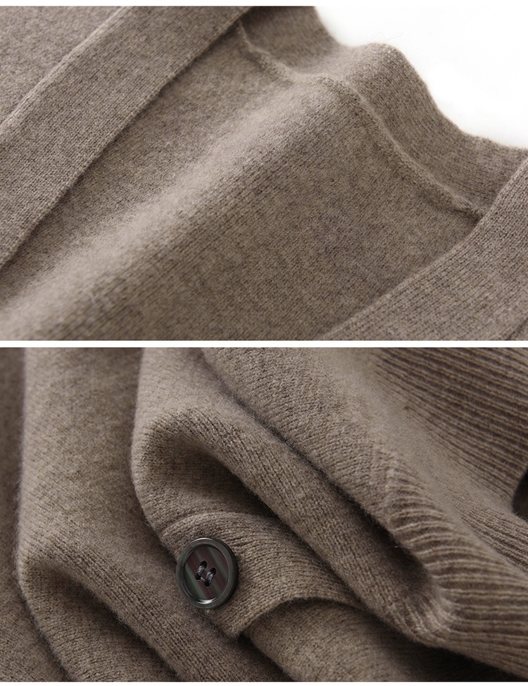 Cardigan da uomo in pura lana lavorato a maglia, autunno inverno, con scollo a V, ampio, spesso, casual, a maniche lunghe, monopetto_voghion.com