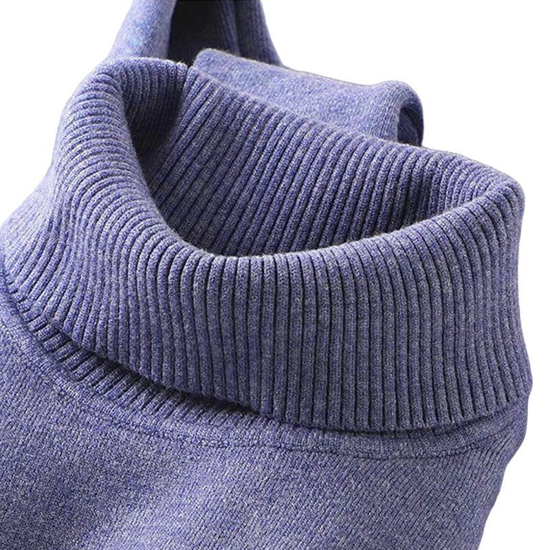 Maglione in pile caldo con collo alto e fodera in pile per uomo, autunno e inverno 2025, maglieria con colletto rovesciato,_voghion.com