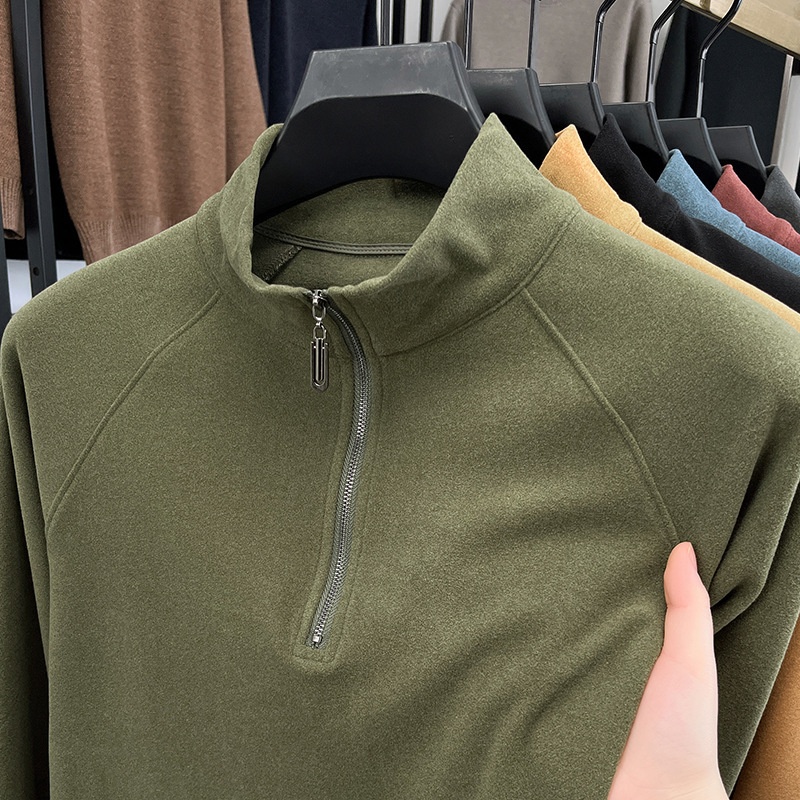 Thermounterwäsche für Jungen und Herren, Größe S, trendiges und vielseitiges Oberteil für Herbst und Winter, Stehkragen, halber Reißverschluss, lange Ärmel, Derong_voghion.com