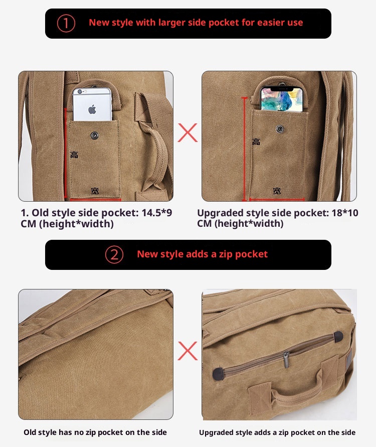 Sac à dos ActiveGo Canvas pour homme, sac seau de voyage et de sport en extérieur, grande capacité, idéal pour la randonnée et le sport._voghion.com