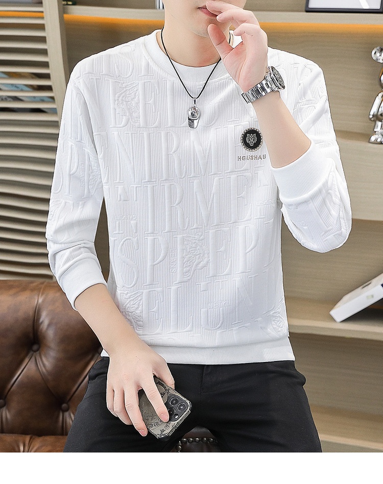 Maglietta a maniche lunghe da uomo primavera e autunno, strato di base, vestibilità ampia, nuovo pullover alla moda di grandi dimensioni_voghion.com