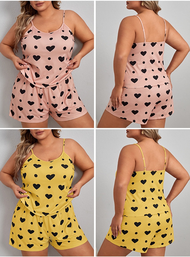 ChicShe European And American Cross-Border Camisole Shorts Plus Size Sleepwear Loungewear Set Casual Loose Comfortable_voghion.com