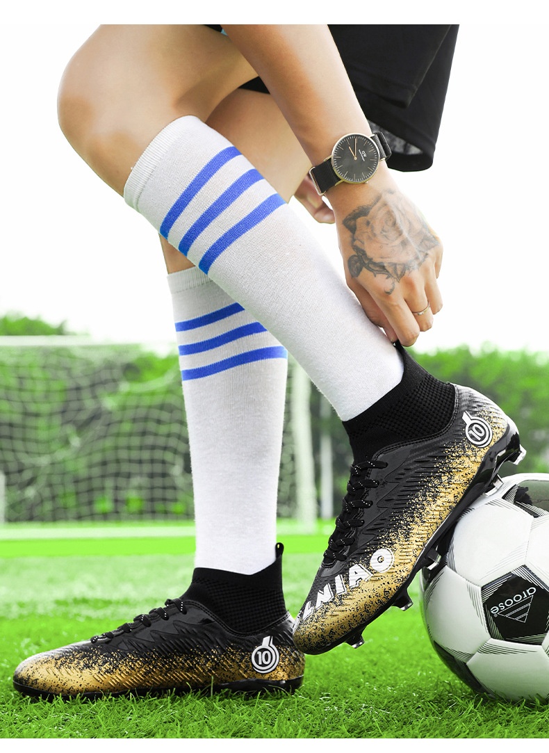 Chaussures montantes ShoeGlobe Cross-Border grandes tailles, crampons longs cassés, pour le football et l'entraînement sur gazon synthétique, antidérapantes._voghion.com