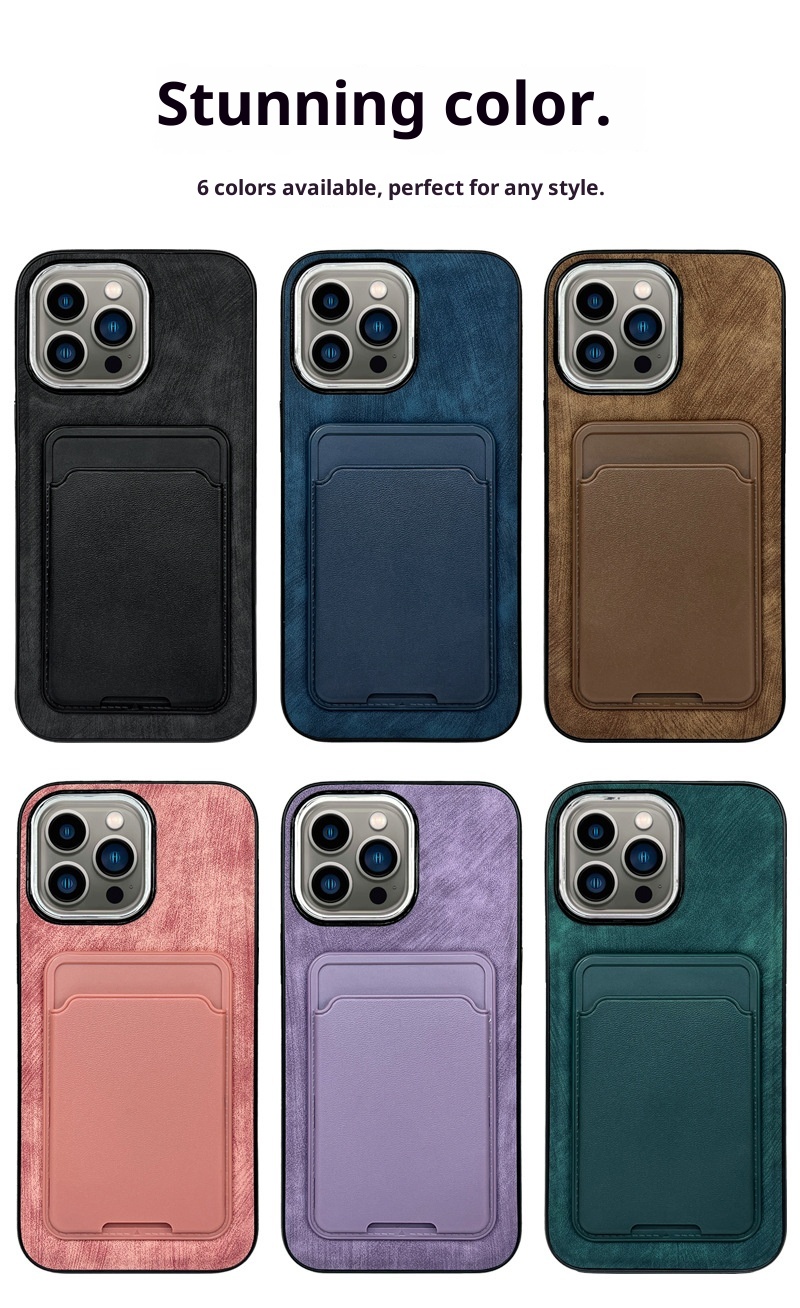 TechGlobe Compatible With Phone IPhone 14 Pro Holder Leather Case 16 Back Card 15 Max Shockproof_voghion.com