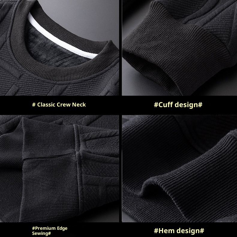 Felpa con cappuccio in pile spesso e caldo, girocollo, primavera e autunno, da uomo, a maniche lunghe, alla moda, invernale, strato interno, maglietta di base_voghion.com