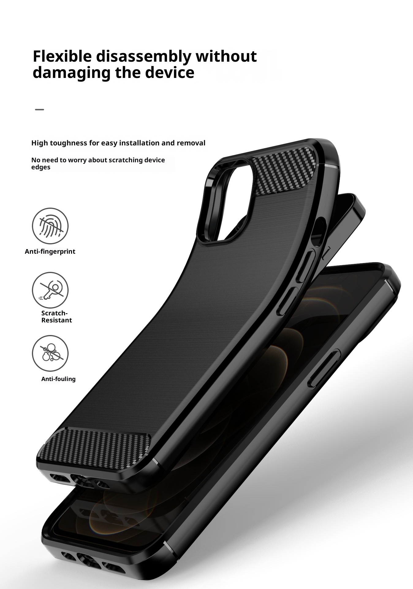 Funda protectora TechGlobe compatible con iPhone 13 de silicona cepillada de cobertura total, suave y anticaídas._voghion.com
