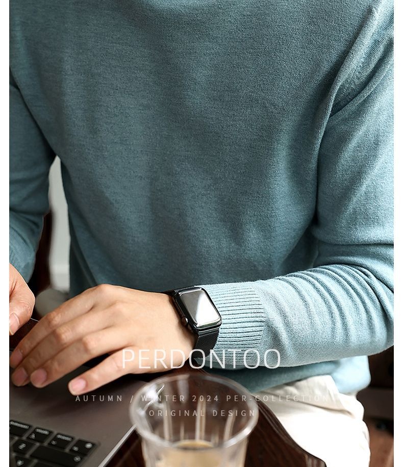 Jungen-Rollkragenpullover für Herren, Herbst/Winter 2025, warmes Innenfutter, mittelhoher Kragen, Langarm, maschinenwaschbar_voghion.com