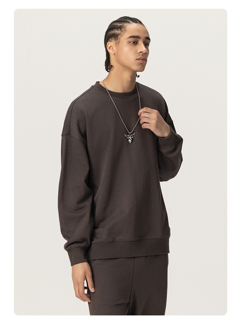 boy RS Men's Clothing|400G Heavy Terry FOG Crew Neck American Style Dopamine Color Couple Sweatshirt_voghion.com