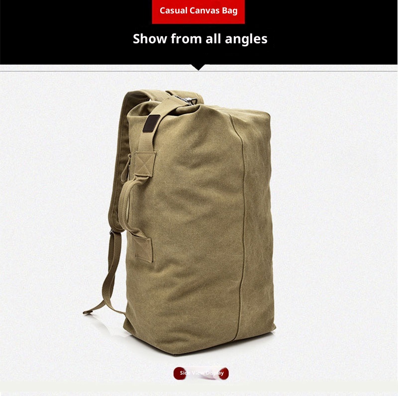 Sac à dos ActiveGo Canvas pour homme, sac seau de voyage et de sport en extérieur, grande capacité, idéal pour la randonnée et le sport._voghion.com