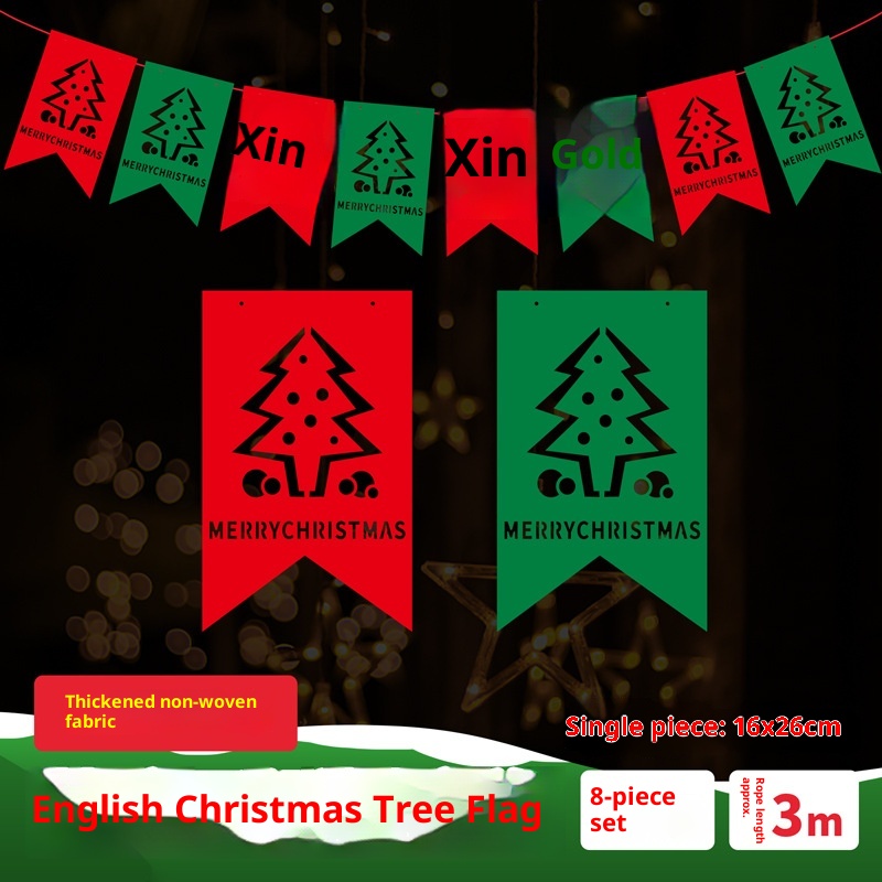 Lillian Decorations Pull Velvet Banner Flag Christmas Stocking Deer Snowflake Hanging Ornament Scene Layout Cross-Border_voghion.com