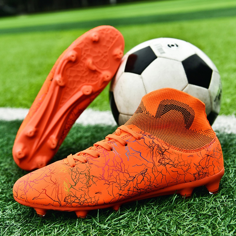 ShoeGlobe Cross-Border High-Top Mandarin Duck Fußballschuh mit Sockenkragen für Herren AG Lange Spikes Kunstrasen Studententraining_voghion.com