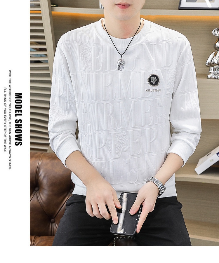 Maglietta a maniche lunghe da uomo primavera e autunno, strato di base, vestibilità ampia, nuovo pullover alla moda di grandi dimensioni_voghion.com