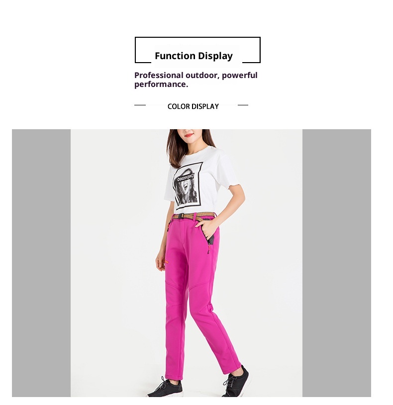 001 Factory Direct Outdoor Softshell Men Windproof Waterproof Hiking Thickened Ski Soft Shell Fleece Pants Women_voghion.com