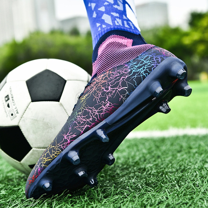 ShoeGlobe Cross-Border High-Top Mandarin Duck Fußballschuh mit Sockenkragen für Herren AG Lange Spikes Kunstrasen Studententraining_voghion.com