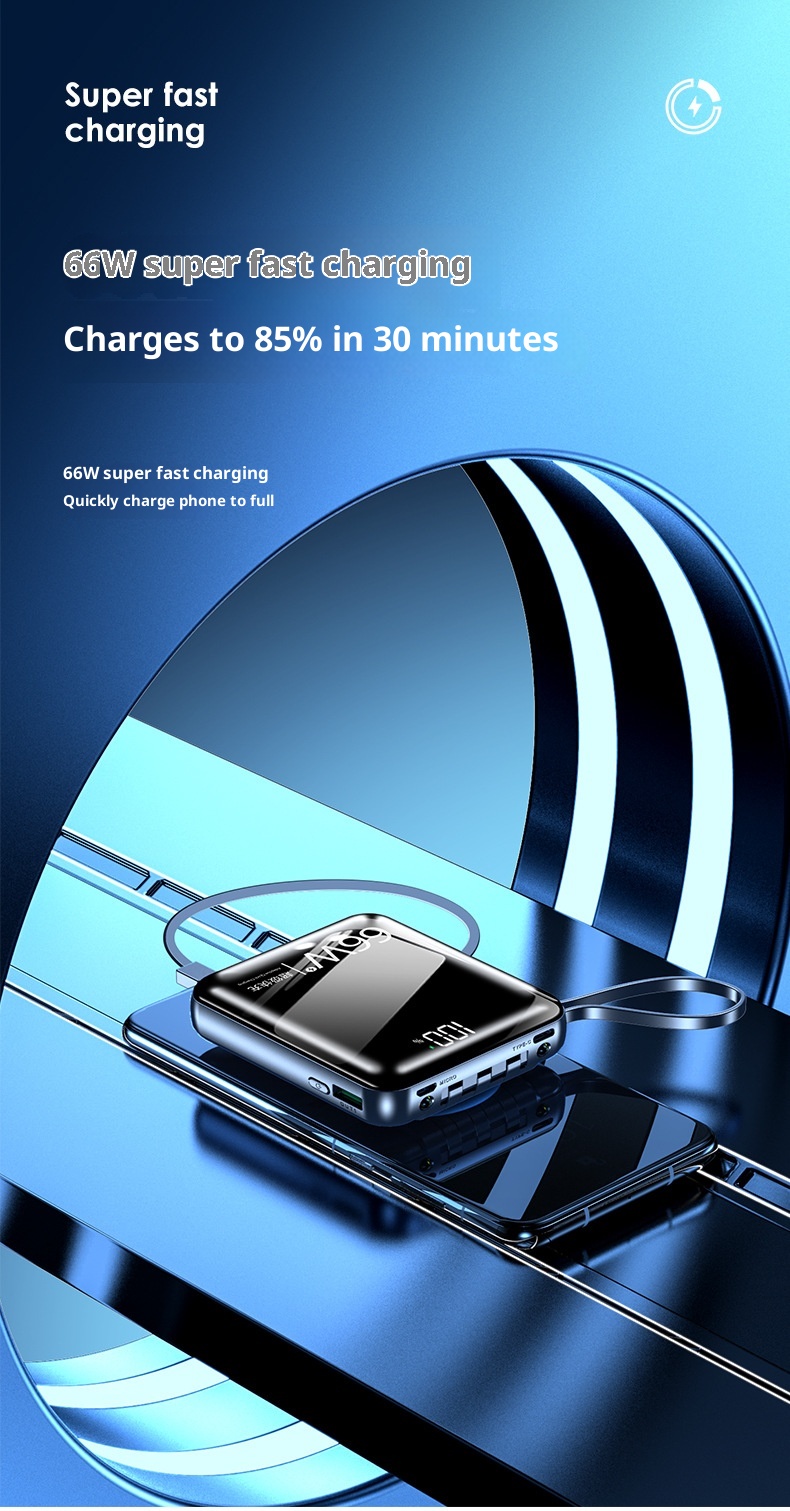 techglobe Großhandel Große Kapazität Integriertes Kabel High-End 20000mAh Powerbank Ultradünn Kompakt Tragbar Schnellladen Niedlich Mini_voghion.com