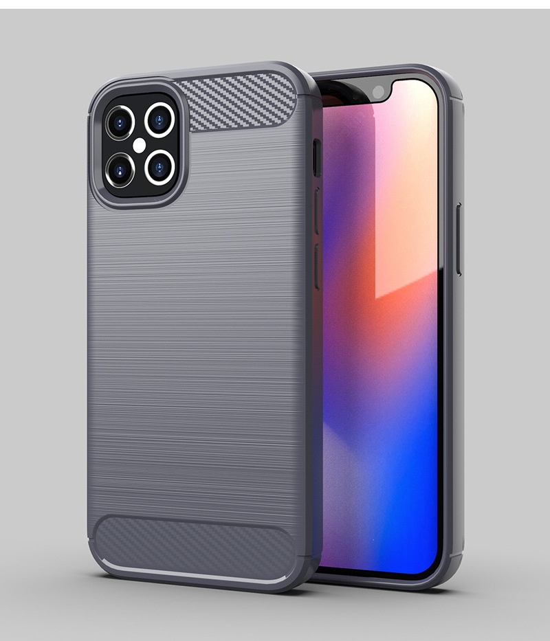 TechGlobe Custodia protettiva antiurto in fibra di carbonio spazzolata per iPhone 12 6.1_voghion.com