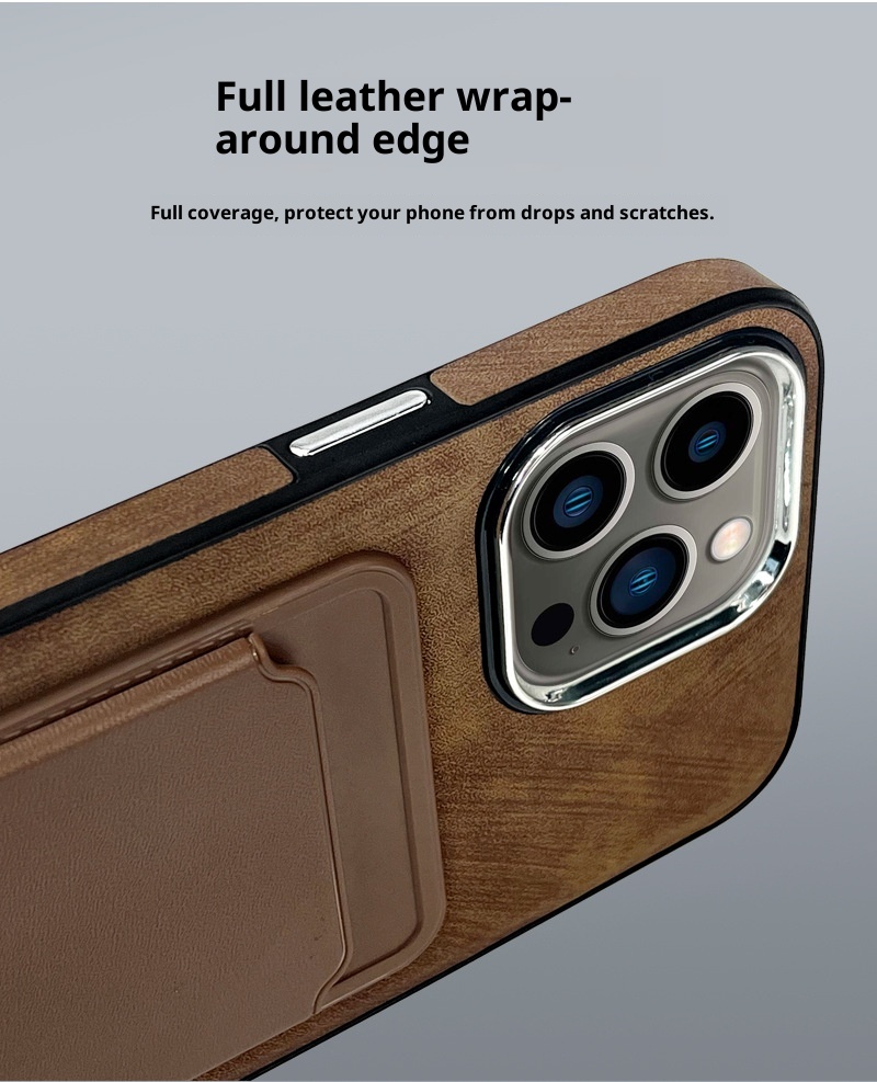 TechGlobe Compatible With Phone IPhone 14 Pro Holder Leather Case 16 Back Card 15 Max Shockproof_voghion.com