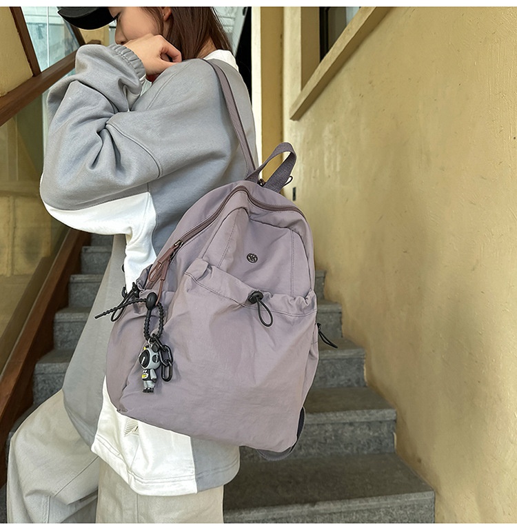 Sac à dos de randonnée ActiveGo style japonais couleur unie pour femme, sac à dos décontracté, sac de sport léger pour courts séjours et excursions._voghion.com