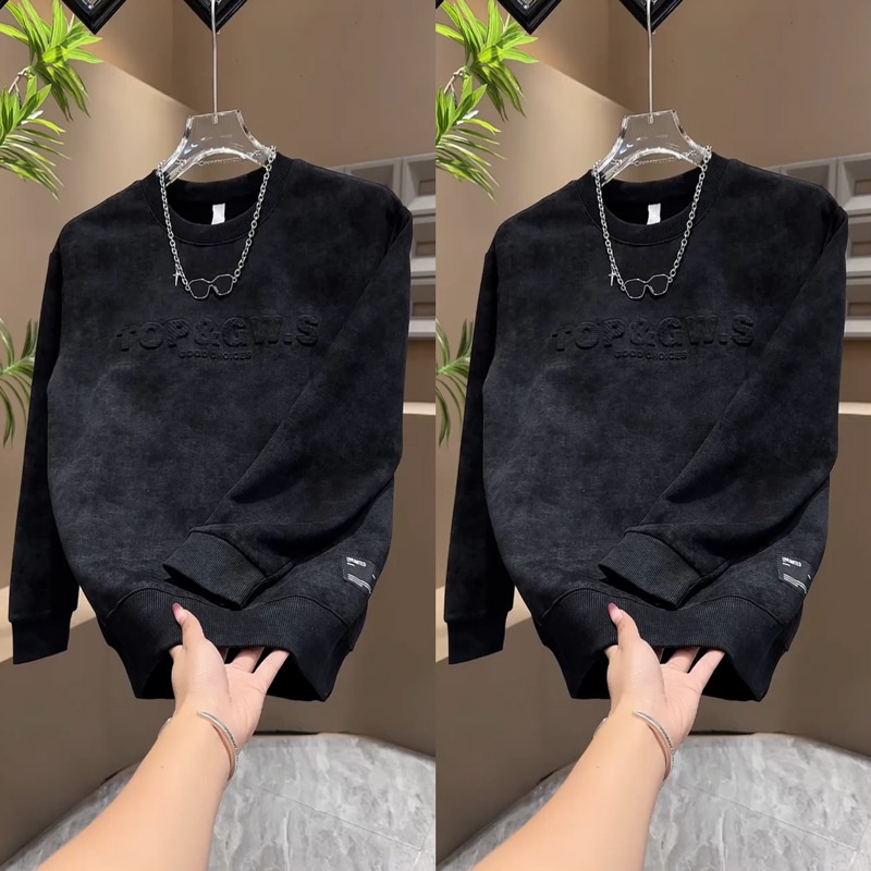 boy 2025 Autumn Winter New Thickened Fleece Sweatshirt Men's Fashion Trend Round Neck Versatile Casual Long Sleeve Men_voghion.com