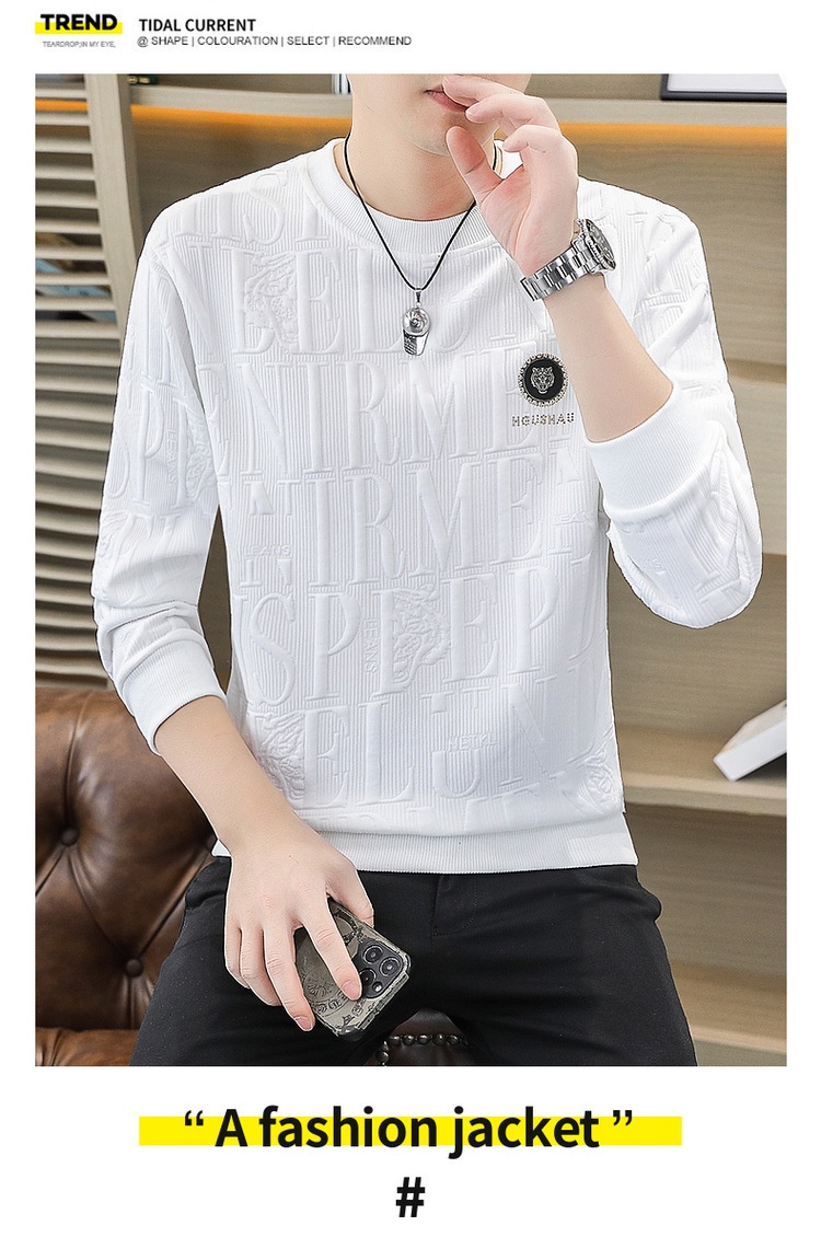 Maglietta a maniche lunghe da uomo primavera e autunno, strato di base, vestibilità ampia, nuovo pullover alla moda di grandi dimensioni_voghion.com