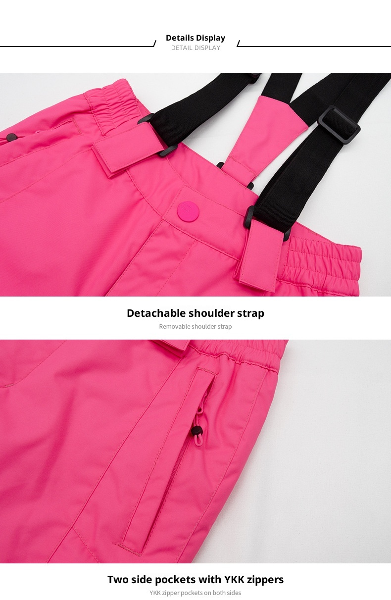 001 Gsousnow Children's With Straps Boys And Girls Windproof Waterproof Warm Snowboard Pants Ski Suit_voghion.com