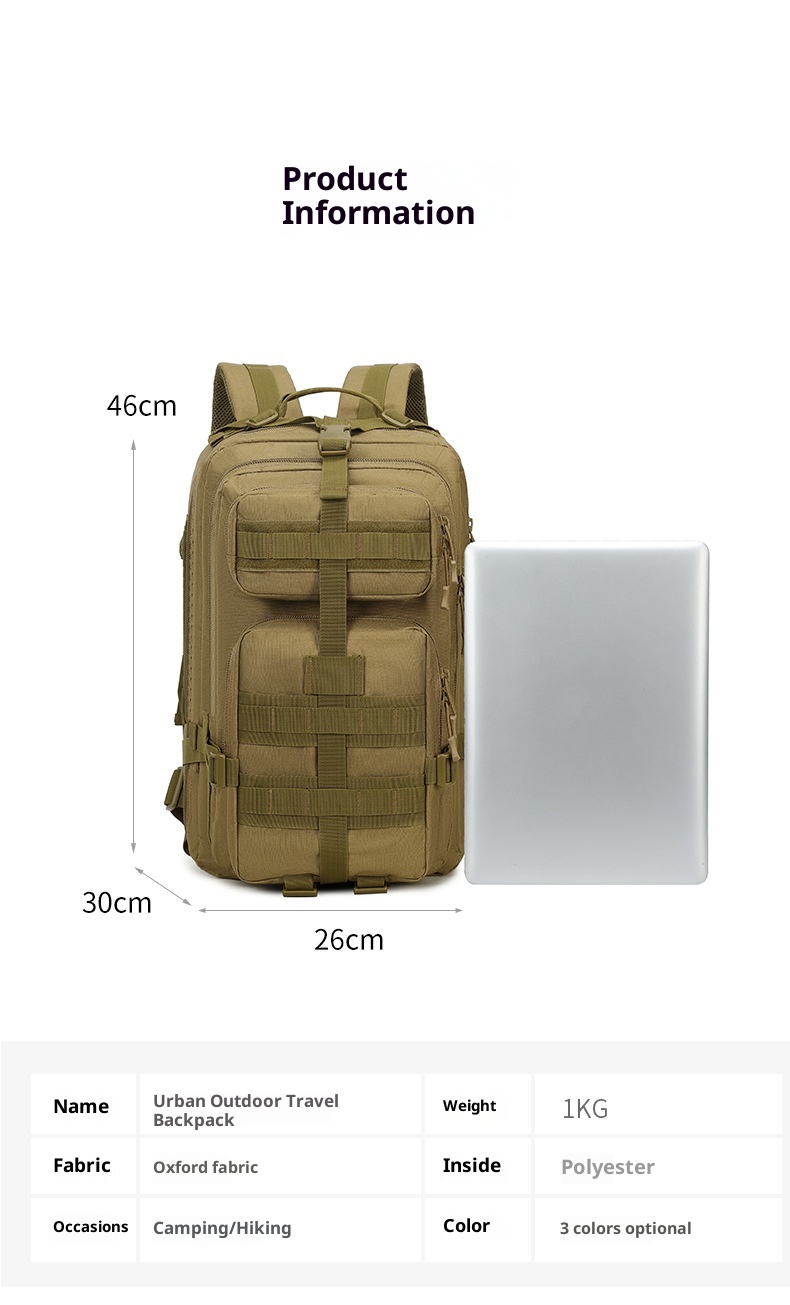 Zaino tattico ActiveGo, grande capacità, multifunzionale, per sport all'aria aperta, da viaggio, alpinismo, da uomo, portatile_voghion.com