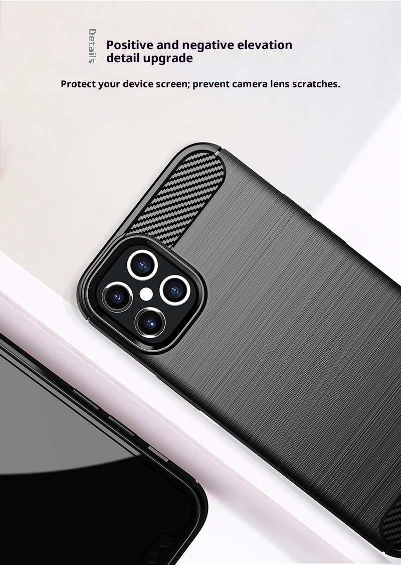 TechGlobe Custodia protettiva antiurto in fibra di carbonio spazzolata per iPhone 12 6.1_voghion.com