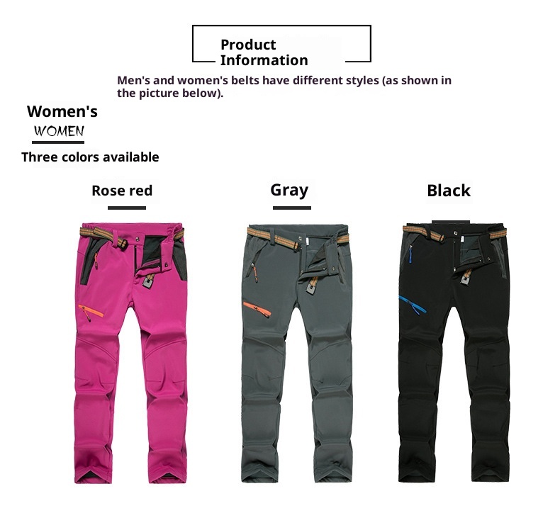 001 Factory Direct Outdoor Softshell Men Windproof Waterproof Hiking Thickened Ski Soft Shell Fleece Pants Women_voghion.com